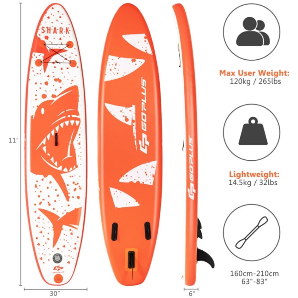 Spaco Inflatable Stand Up Paddle Board with Backpack Aluminum Paddle Pump-L, Wide Stable Design, Non-Slip Comfort Deck for Youth & Adults