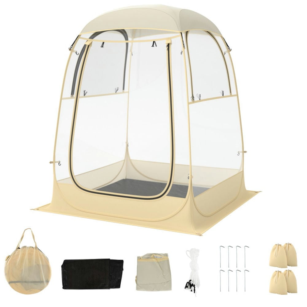 Spaco Instant Pop up Sports Tent with Carrying Bag and Floor Mat for 1-2/5-6 People-S, Camping Tent for Outdoor as Garden, Yard, Clear