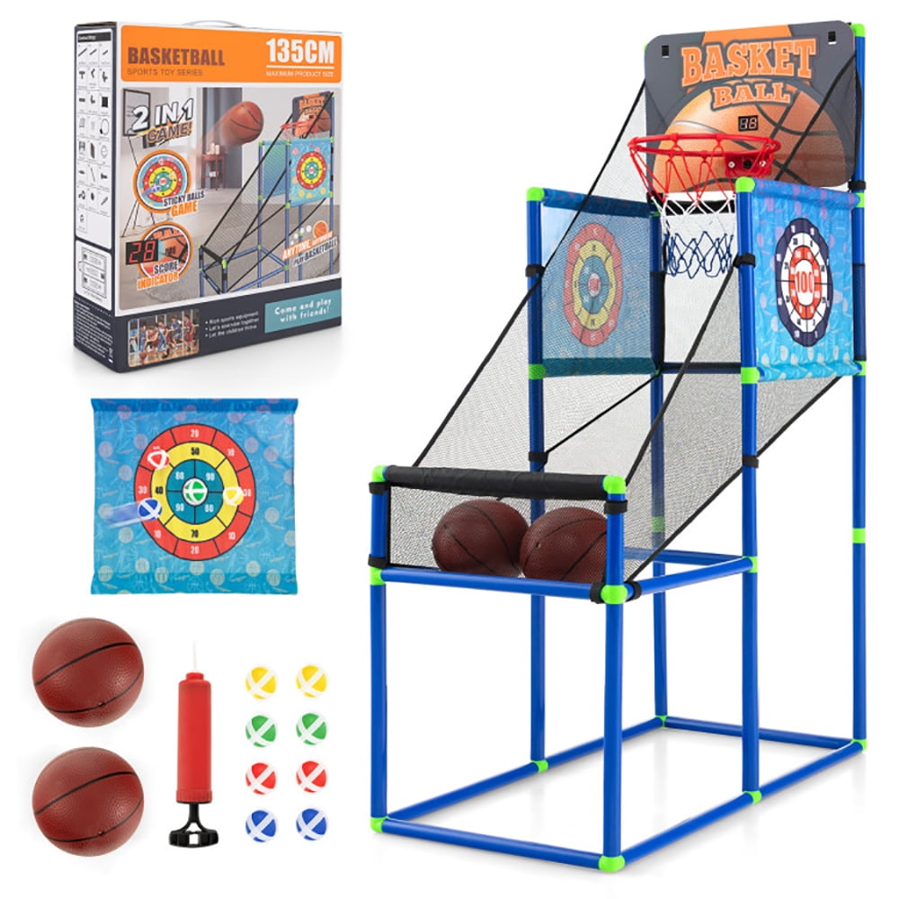 Spaco Kids Basketball Arcade Game, Basketball Game with Electronic Scoreboard and Sound Effect, Indoor Basketball Hoop Arcade, Blue
