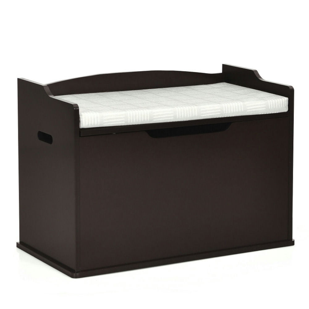 Brown MDF Flip-top Kids Toy Box with Cushion