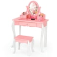 thumbnail image 1 of Spaco Kids Vanity Princess Makeup Dressing Table Stool Set with Mirror and Drawer-Pink, Girls Vanity for Girls Kids, 1 of 7