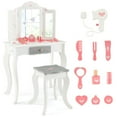 thumbnail image 1 of Spaco Kids Vanity Set with Tri-folding Mirror-White, Girls Vanity for Girls Kids, 1 of 8