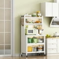 thumbnail image 1 of Spaco Kitchen Storage Cabinets, Microwave Stand, Bakers Racks for Kitchens with Storage, Microwave cart, Transparent Flap Door Design Kitchen Storage Shelves, White, 1 of 7
