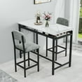 thumbnail image 1 of Spaco Kitchen Table Set, Dining Table and Chairs for 2, 3 Pieces Dining Room Table Set with 2 Upholstered Chairs, Bar Dining Table Set for Indoor, Gray, 1 of 13