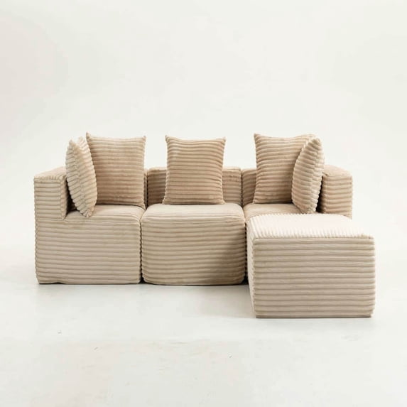 Spaco L-Shaped Combination Compression Sofa, Compressed Sofa, Magic Cube Sofa for Indoor as Livingroom, Beige