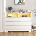 thumbnail image 1 of Spaco LED Dresser for Bedroom 6 Drawers Dresser Chest of Drawer Bedroom Furniture, White Dresser, 1 of 12