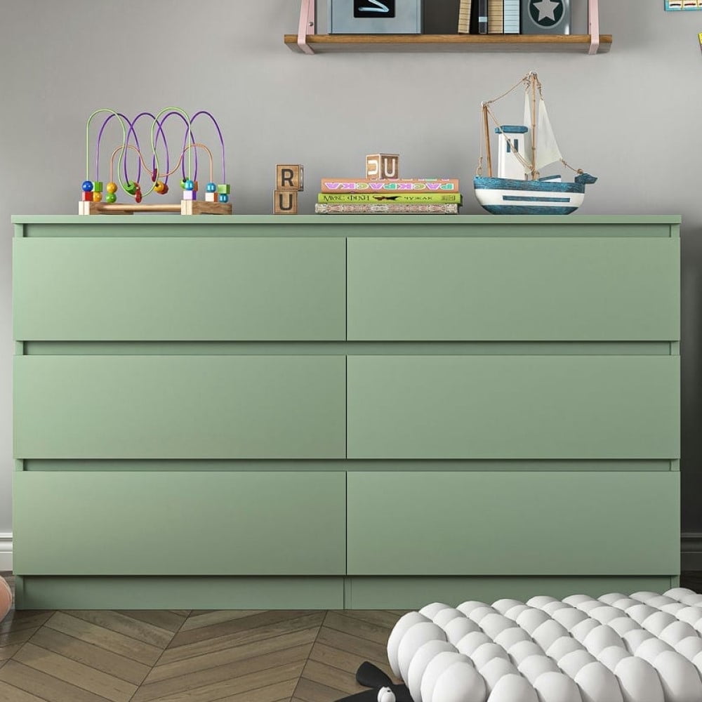 Spaco 6 Drawer Dresser, Chest of Drawers Organizer Storage with Drawers, Large Storage Cabinet,Modern Dresser for Indoor, Green Spaco 6 Drawer Dresser, Chest of Drawers Organizer Storage with Drawers, Large Storage Cabinet,Modern Dresser for Indoor, Green