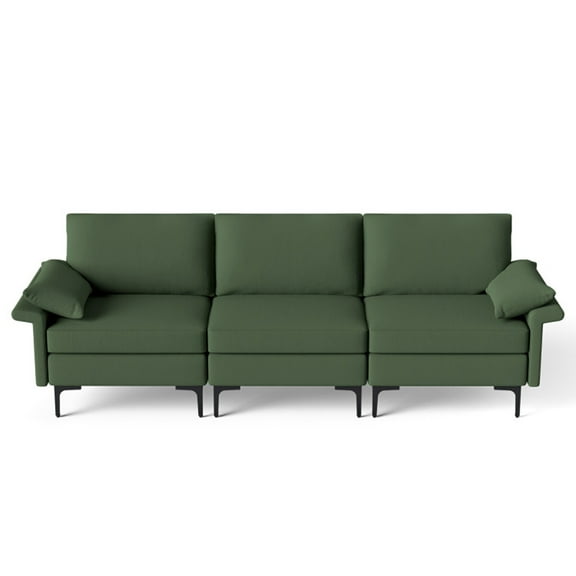 Spaco Large 3-Seat Sofa Sectional with Metal Legs for 3-4 people-Army Green, Sectional Sofa Couch Living Room Sleeper Set