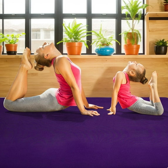 Spaco Large Yoga Mat 6' x 4' x 8 mm Thick Workout Mats-Purple, Folding Thick Exercise with Carrying Handles for MMA, Gymnastics, Stretching, Core Workouts