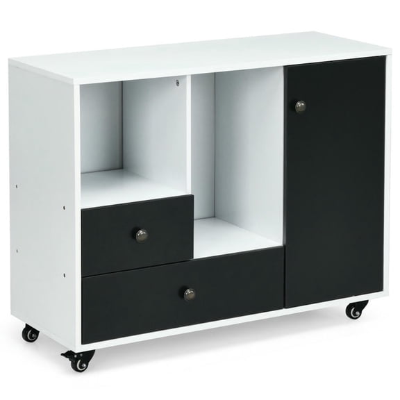 Spaco Lateral Mobile Filing Cabinet with 2 Drawers, File Cabinets for Home Office, Black