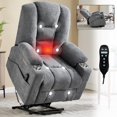 thumbnail image 1 of Spaco Lift Recliner Chair with Massage and Heat for Elderly, Overstuffed Wide Recliners, Heavy Duty Motion Mechanism with USB and Type C Ports, 2 Steel Cup Holders, Gray, 1 of 11