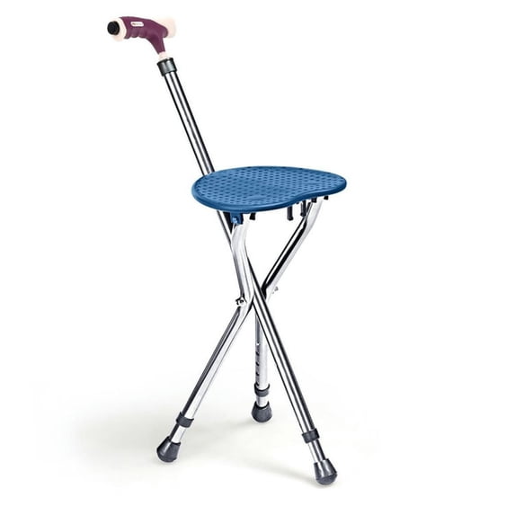 Spaco Lightweight Adjustable Folding Cane Seat, Light-Blue, Walkers for Seniors with Seat, Silver