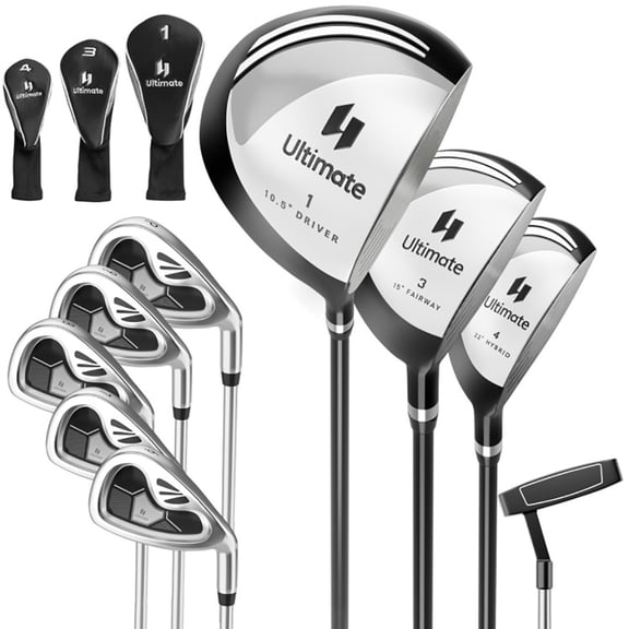 Spaco Men's 9 Pieces Complete Golf Club Set-Gray, Golf Stand Bag for Men & Women,Multiple Pockets, Lightweight & Durable