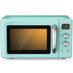 Spaco Microwave with 5 Microwave Power Levels, 0.9 Cu.Ft Retro Countertop Compact Microwave Oven, Microwave with Led Display for Indoor as Kitchen, Green