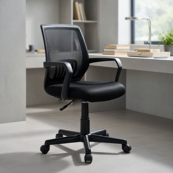 Spaco Mid-Back Mesh Height Adjustable Executive Chair with Lumbar Support, Home Office Computer Desk Chair, Ergonomic Office Chair for Bedroom,Study