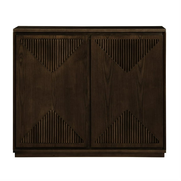 Spaco Mid-Century Brown V-Shape Storage Cabinet - Narrow Buffet Storage Cabinet