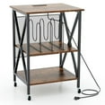 thumbnail image 1 of Spaco Mid-Century Record Player Stand with Built-in Charging Station-Rustic Brown, End Table, 1 of 8