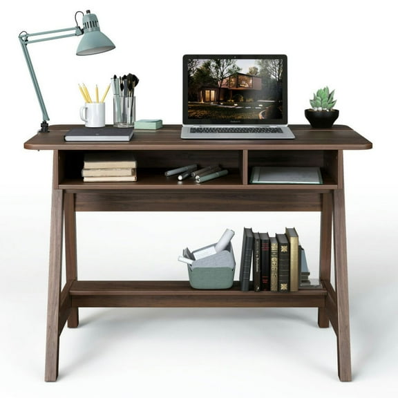 Spaco Mid Century Writing Desk with Storage Cubes and Hidden Compartment, Office Desk, Gaming Computer Desks for Study,Working,Writing
