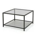 thumbnail image 1 of Spaco Modern 2-Tier Square Glass Coffee Table with Mesh Shelf-Gray, Modern Coffee Table for Living Room Office Reception, 1 of 7