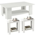 thumbnail image 1 of Spaco Modern 2-Tier Table Set of 3, 36 Inch 2-Tier Wooden Modern Coffee Table with Storage Shelf and Modern Compact End Table, Table Set for Indoor, White, 1 of 1