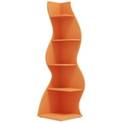 Spaco Modern 5-Tier Corner Shelf, Wall Corner Bookshelf Bookcase, Orange