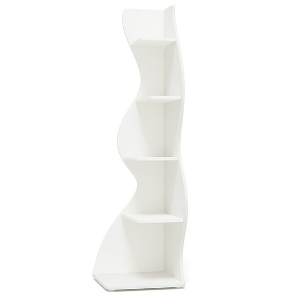 Spaco Modern 5-Tier Corner Shelf, Wall Corner Bookshelf Bookcase, White