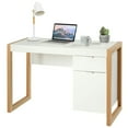 thumbnail image 1 of Spaco Modern Computer Desk Study Table Writing Workstation with Cabinet and Drawer-White, Office Desk, Gaming Computer Desks for Study,Working,Writing, 1 of 8
