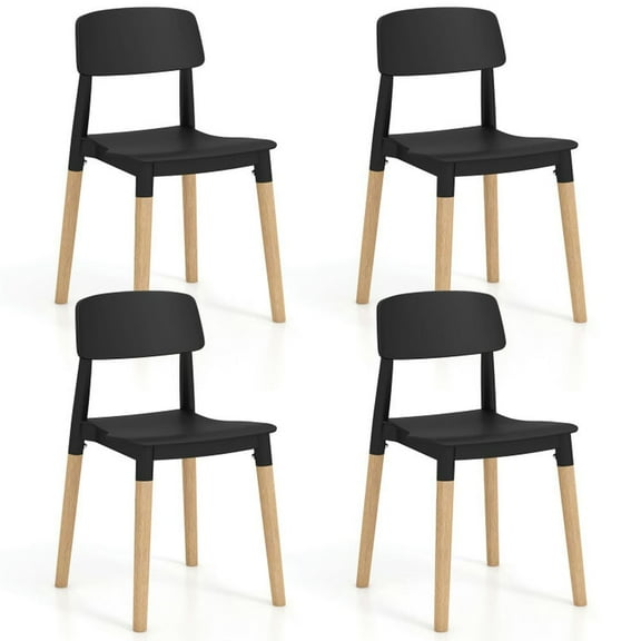 Spaco Modern Dining Side Chairs Set of 4 with Ergonomic Backrest for Dining Room-Black, Lounge Chair, Dining Room Chair for Kitchen, Dining, Bedroom, Living