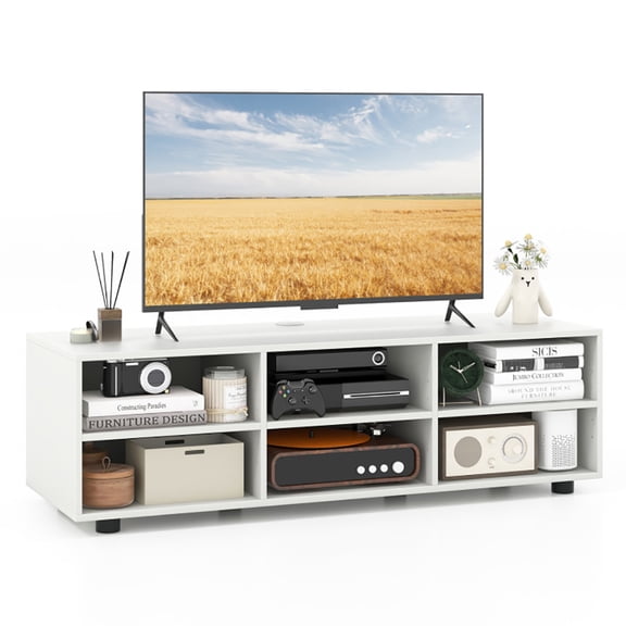Spaco Modern Entertainment Center TV Stand for TVs up to 50 Inch, TV Stand for Indoor as Home, White