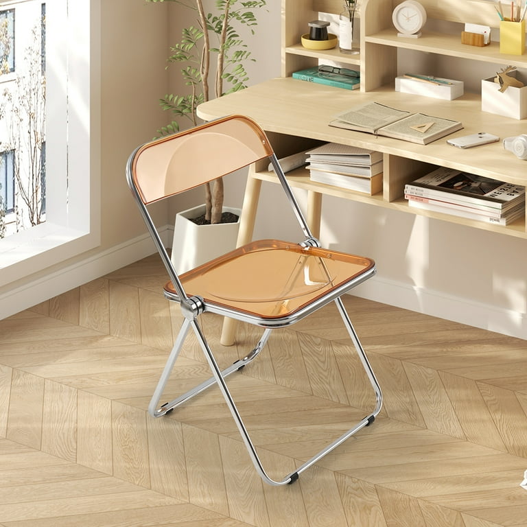 Spaco Modern Orange Acrylic Chair, Scratch-Resistant,