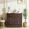 thumbnail image 1 of Spaco Modern Simple 3-Layer 4-Drawer Dresser, Drawer Cabinet with Gold Handle, Brown, 1 of 14