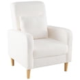 thumbnail image 1 of Spaco Modern Teddy Fleece Sofa Chair, Removable Lumbar Pillow, Rubber Wood Support Legs, Wave Spring Cushioning, White & Natural, 1 of 7