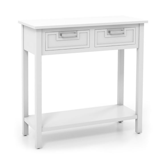 Spaco Narrow Console Table with Drawers and Open Storage Shelf-White, Entryway Table Hallway Table, Storage-Friendly Hallway Table for Foyer & Entry Spaces