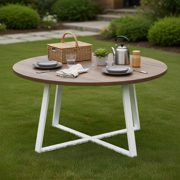 Glownary Reversible Restaurant Table, Cherry/Black Laminate Top with ...