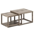 thumbnail image 1 of Spaco Nesting Coffee Table Set (2 Pieces), Stackable Space-Saving Design, Rubber Wood Frame, Gray, 1 of 7