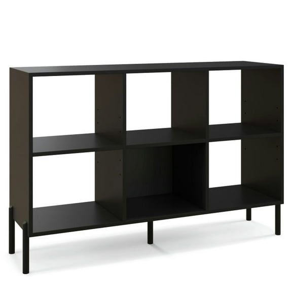 Spaco Open-Back Bookshelf with Drawer for Study-Black, Tall Bookshelf, Shelves for Living Room, Home Office, Bedroom, Balcony