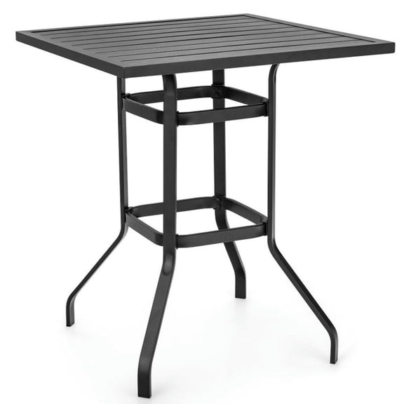 Spaco Outdoor Bar Set, Patio Bar Table and Outdoor Bar Stool Set,5 Pieces Outdoor Rattan Bistro Bar Stool Table Set with Cushions