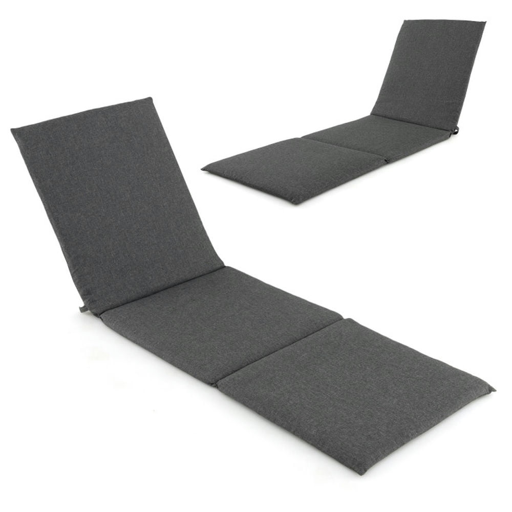 Spaco Outdoor Chaise Lounge Cushion Patio Furniture Tri-Folding Pad, Patio Furniture Pad with Fixing Straps, Lounge Chair Cushion for Outdoor, Dark Gray