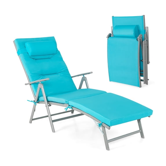 Spaco Outdoor Chaise Lounge, Outdoor Lounge Chair,Folding Chaise Lounge Chair Outdoor Reclining Chair for Backyard-Tuiquoise