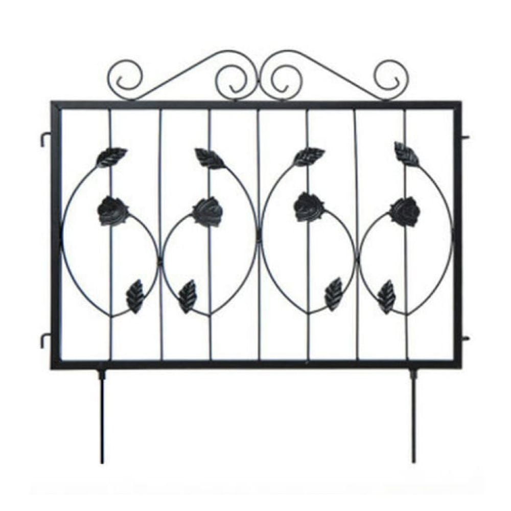 Spaco Outdoor Decorative Fence with 8-Panel Animal Barrier, Decorative Garden Fence with Sharp Bottom Legs, Decorative Fenc for Outdoor as Porch, Yard, Black