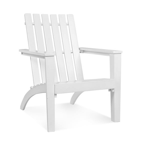 Spaco Outdoor Durable Patio Acacia Wood Adirondack Lounge Armchair-White, Outdoor Stackable Dining Chairs for All Weather, Breathable Garden Outdoor Furniture for Backyard Deck