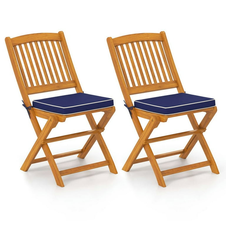 Spaco Outdoor Folding Chairs with Seat Cushions Set of 2, Seating