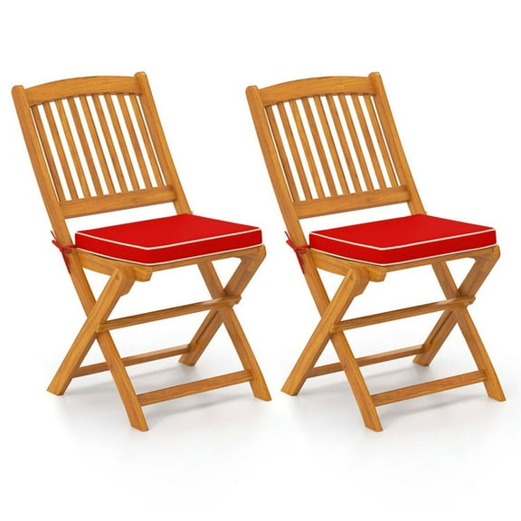 Spaco Outdoor Folding Chairs with Seat Cushions Set of 2, Seating & Patio Chair for Outdoor as Garden, Yard, Red