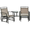 thumbnail image 1 of Spaco Outdoor Glider Chairs with Coffee Table, 2-Seat Rocking Chair Swing with Breathable Sling for Outdoor, Brown, 1 of 11
