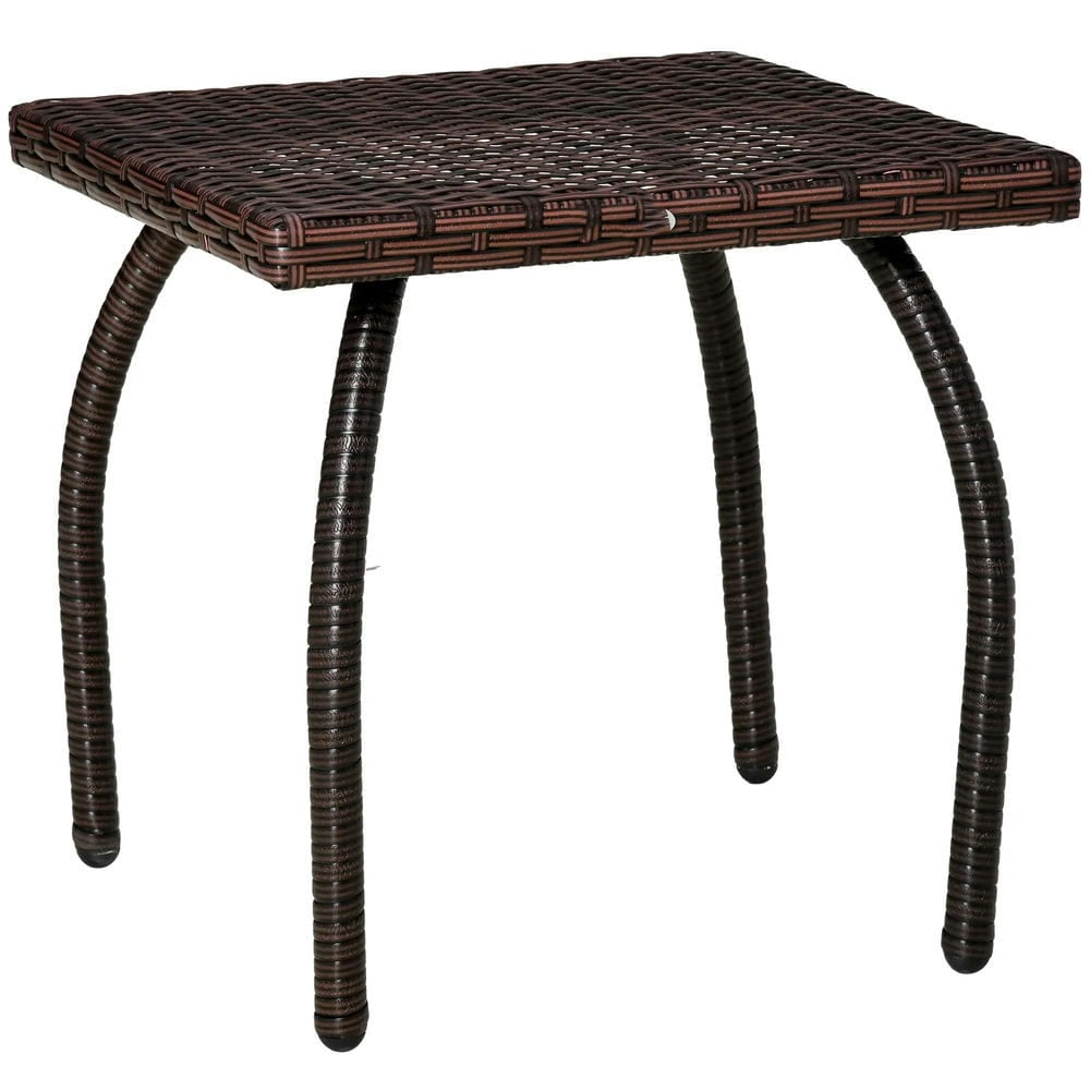 Spaco Outdoor PE Wicker Side Table, Small Square Rattan End Table, All-Weather Material Coffee Table for Outdoor as Garden, Patio, Balcony, Backyard, Brown Spaco Outdoor PE Wicker Side Table, Small Square Rattan End Table, All-Weather Material Coffee Table for Outdoor as Garden, Patio, Balcony, Backyard, Brown