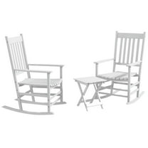 Spaco Outdoor Rocking Chair Set of 2 with Side Table, Rocking Chair Supports Up to 352 lbs., Patio Wooden Rocking Chair with Smooth Armrests and High Back for Outdoor, White