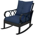 thumbnail image 1 of Spaco Outdoor Wicker Rocking Chair with Padded Cushions, Rattan Porch Rocker Chair with Armrest, Aluminum Furniture for Outdoor as Backyard, Lawn, Garden, Navy Blue, 1 of 11