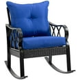 thumbnail image 1 of Spaco Outdoor Wicker Rocking Chair with Padded Cushions, Rattan Porch Rocker Chair with Armrest, Aluminum Furniture for Outdoor, Blue, 1 of 11