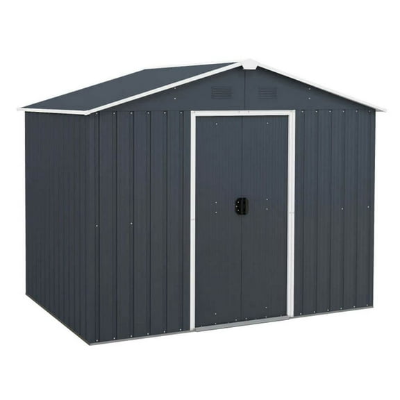 Spaco Outside Storage Shed with Lock Air Window, Shed with Durable Construction for Outdoor as Backyard, Garden, Patio, Lawn, Gray