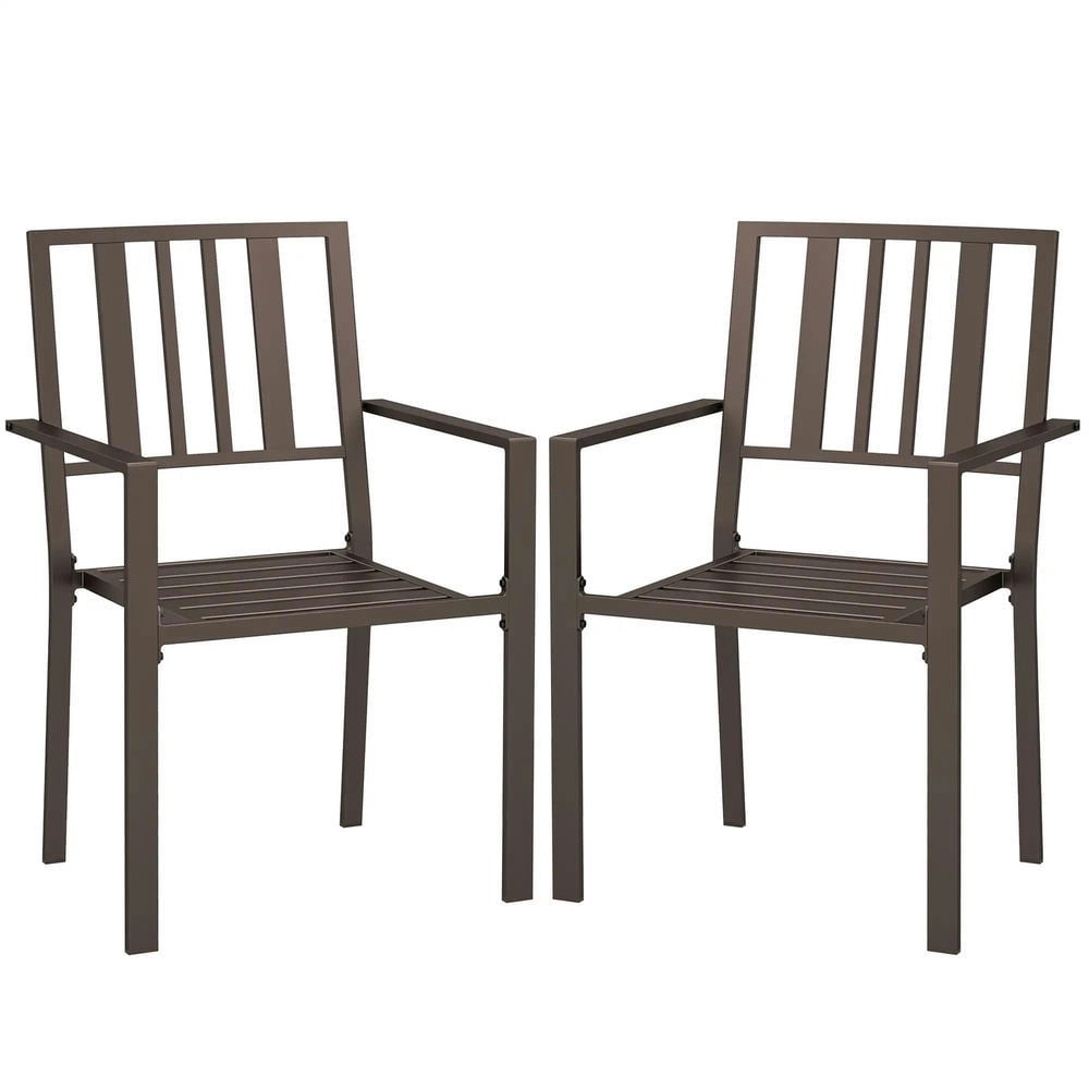 Spaco Patio Dining Chairs, Chair with Metal Slatted Design for